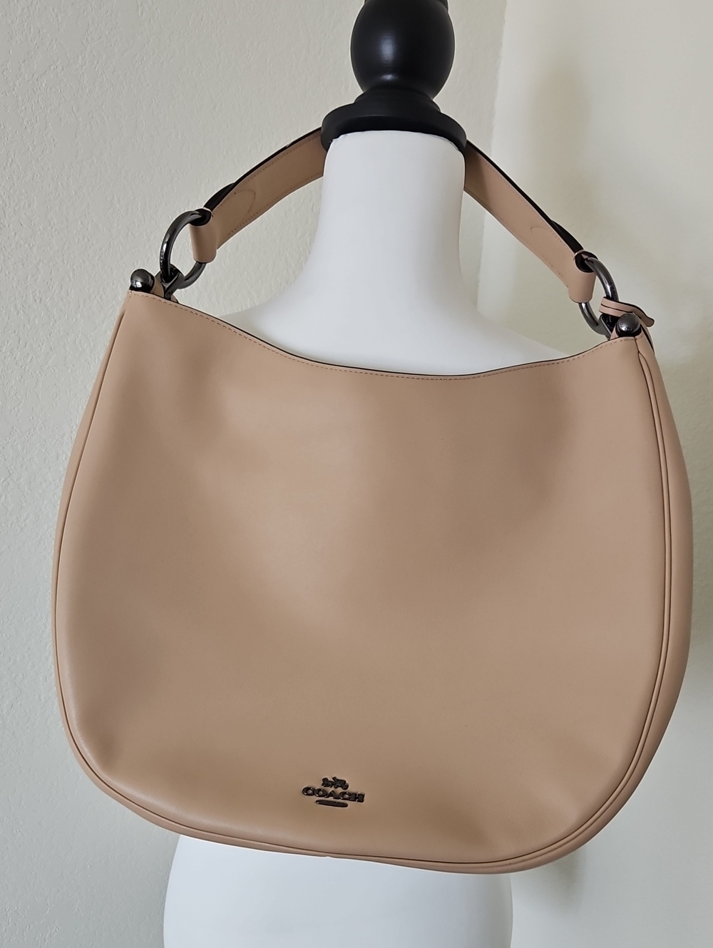 Coach Smooth Pebble Leather Shoulder Bag in Beige